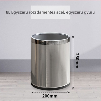 Rozsdamentes acél szemetes, dupla rétegű, fedél nélkül, 12 L, otthoni használatra (konyha, nappali, fürdőszoba)