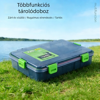 Többfunkciós csali- és kellékdoboz horgászathoz, tárolórésszel