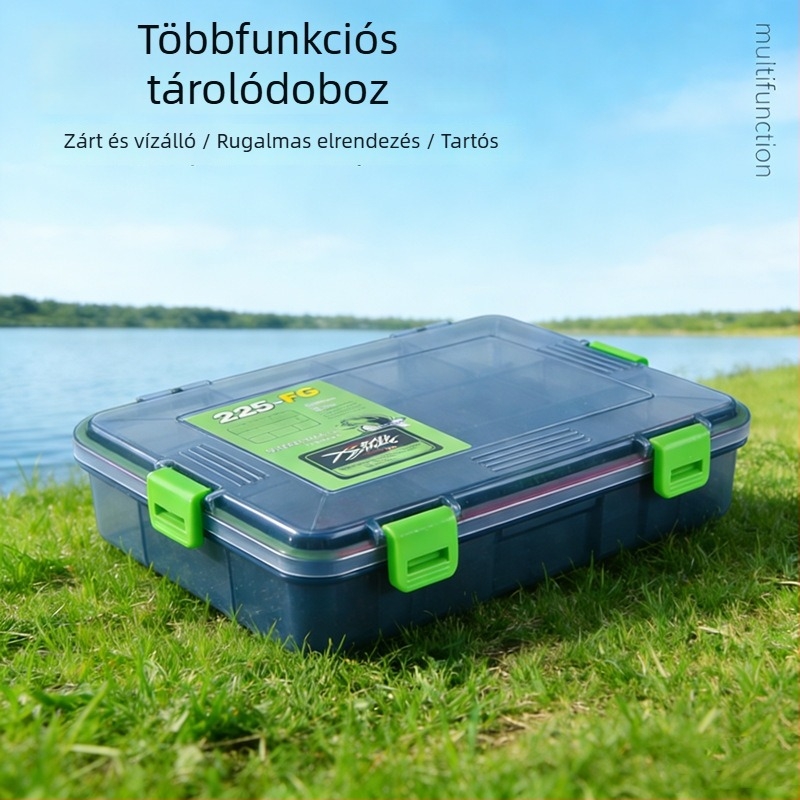 Többfunkciós csali- és kellékdoboz horgászathoz, tárolórésszel