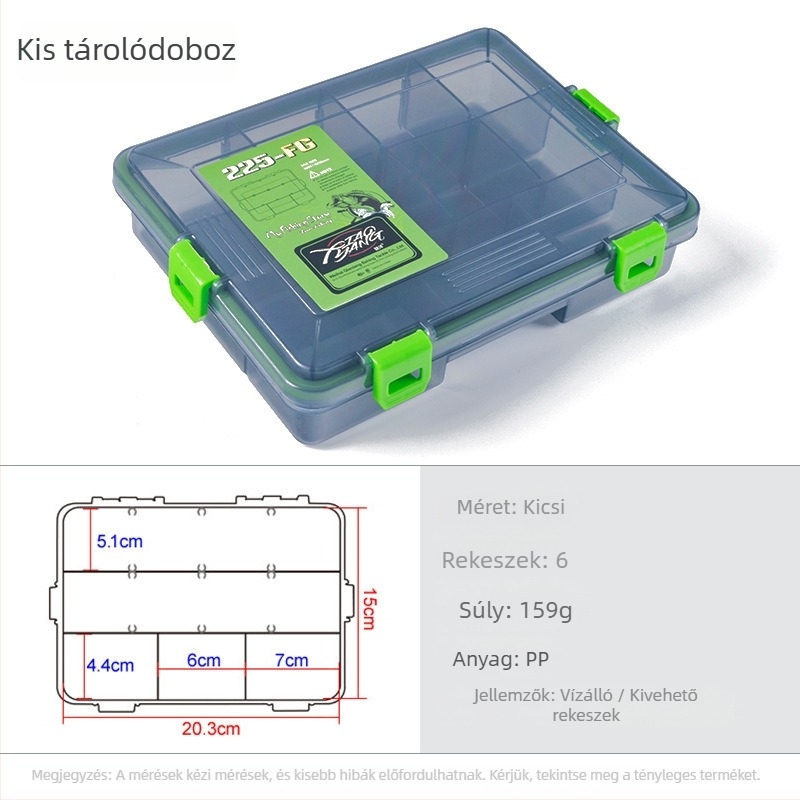Többfunkciós csali- és kellékdoboz horgászathoz, tárolórésszel