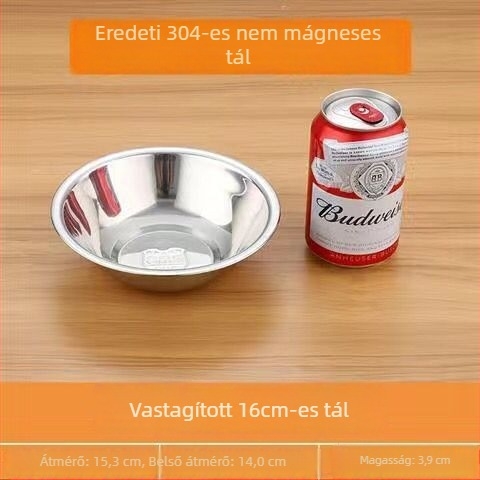304 rozsdamentes acél konyhai tál, kerek, átmérő 10–17,9 cm, egyszínű, egyszerű stílus