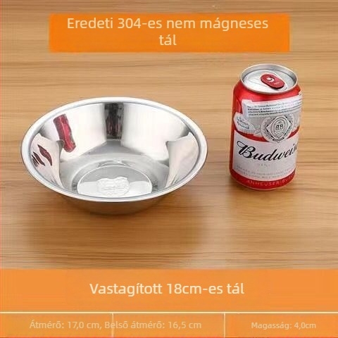304 rozsdamentes acél konyhai tál, kerek, átmérő 10–17,9 cm, egyszínű, egyszerű stílus