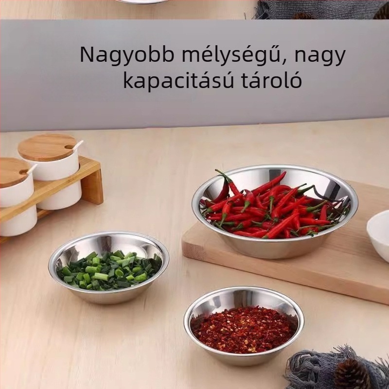 304 rozsdamentes acél konyhai tál, kerek, átmérő 10–17,9 cm, egyszínű, egyszerű stílus