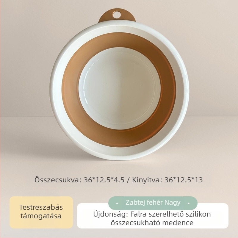 Összecsukható műanyag mosókád arc- és hajmosáshoz, kerek műanyag mosókád zöldségek mosásához, bővíthető nagy kád.
