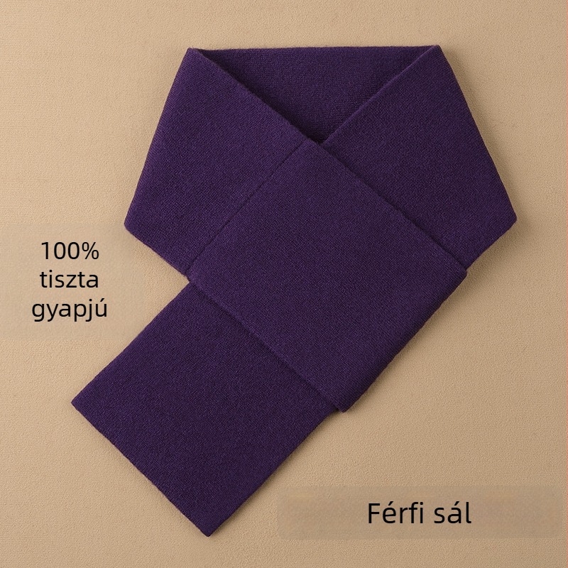 100% gyapjú férfi rövid kötött sál téli időszakra, meleg és sokoldalú - ajándék a barátodnak