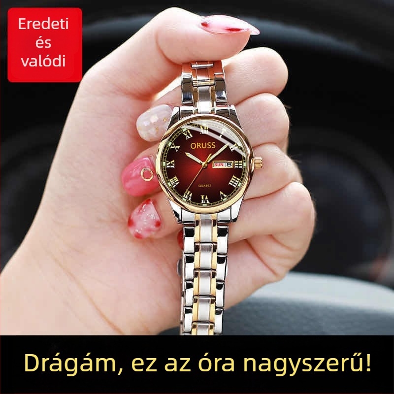 ORUSS női kvarcóra, világító számlap, vízálló 30 m-ig, kerámia tokkal, márka, könnyű luxus, minimalista elegancia
