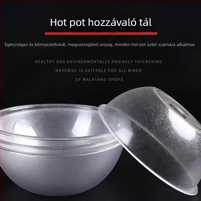 Átlátszó, kör alakú PET tál önkiszolgáló zöldségek kiválasztásához hot pothoz