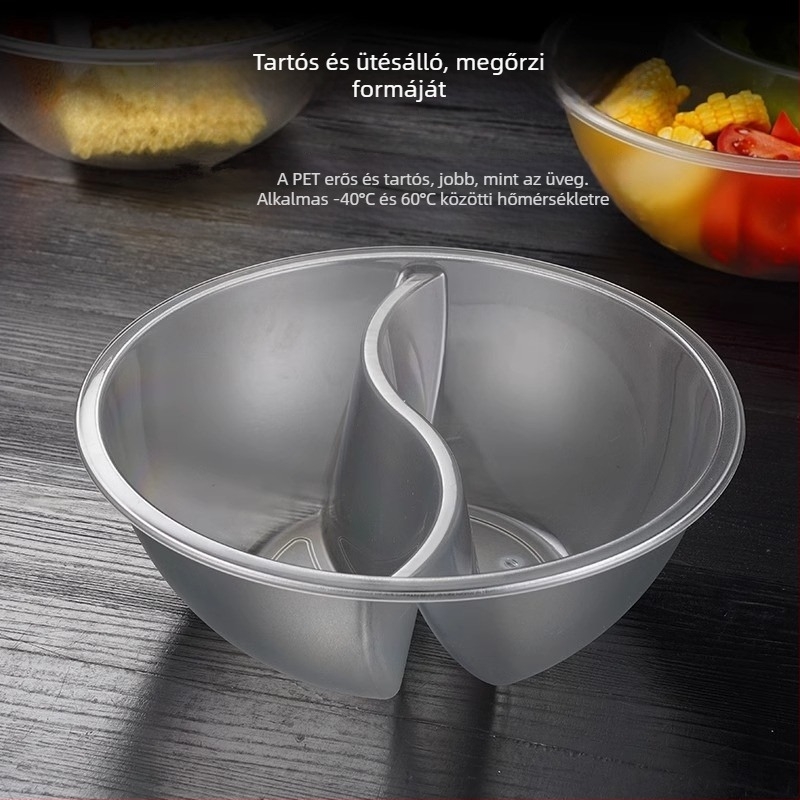 Átlátszó, kör alakú PET tál önkiszolgáló zöldségek kiválasztásához hot pothoz