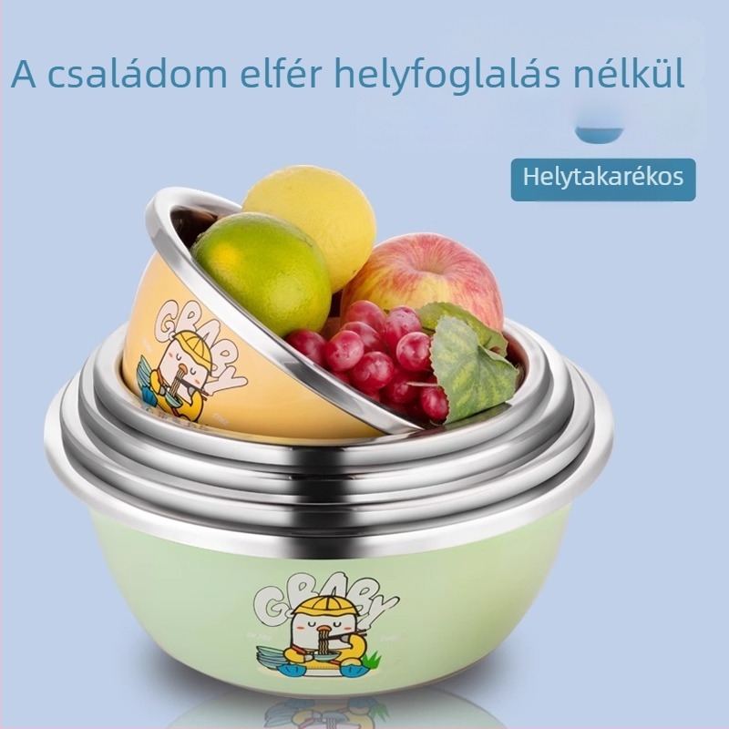 Élelmiszer-minőségű rozsdamentes acél konyhai mosóedény szűrőkosárral, zöldségek mosására, tojás felverésére és tészta dagasztására – 23×9,5×21 cm