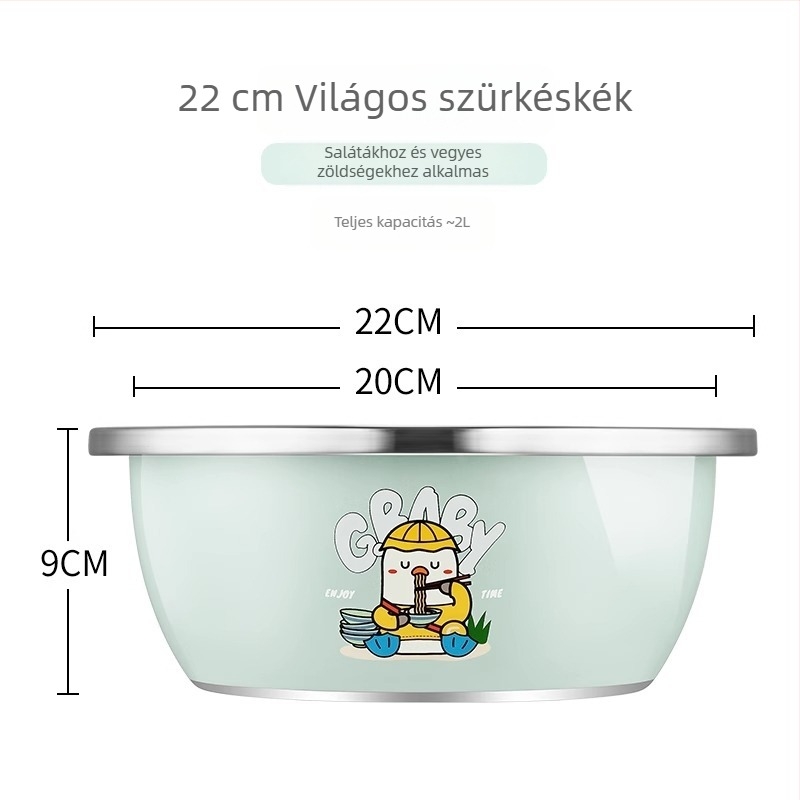 Élelmiszer-minőségű rozsdamentes acél konyhai mosóedény szűrőkosárral, zöldségek mosására, tojás felverésére és tészta dagasztására – 23×9,5×21 cm