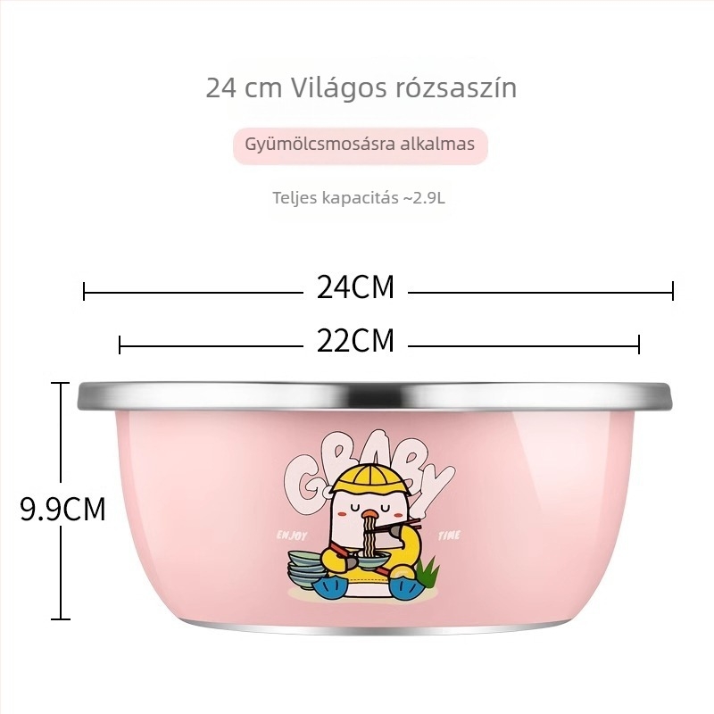 Élelmiszer-minőségű rozsdamentes acél konyhai mosóedény szűrőkosárral, zöldségek mosására, tojás felverésére és tészta dagasztására – 23×9,5×21 cm