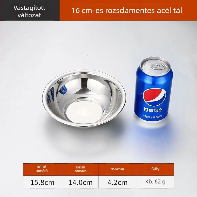 Rozsdamentes acélból készült, vastag falú fűszertál — többfunkciós konyhai használatra, éttermekbe, szállodákba és otthonra