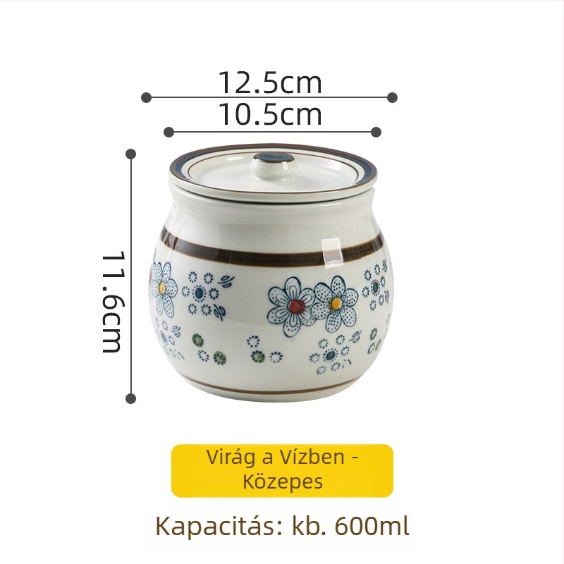 Kerámiás zsír- és olajtartó edény kanállal, hőálló, fűszertartó az olajhoz és csípős paprikához