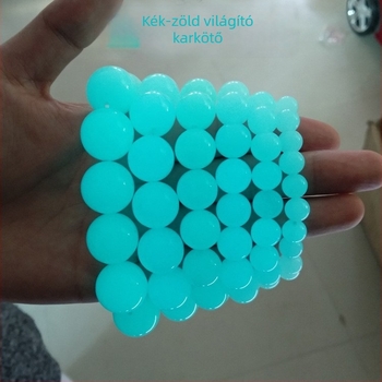 Uniszex világító kő karkötő színes fluoreszcens kövekkel és jáde gyöngyökkel, egyszerű ékszer