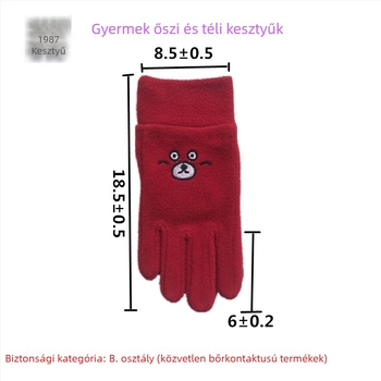 Gyermekek polár fleece kesztyű, egy réteg, elasztikus mandzsetta, 4–12 év, tél, tavasz és ősz, hímzett.