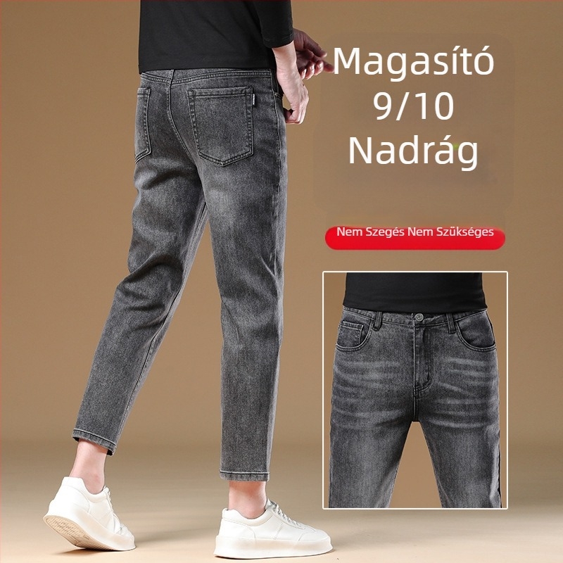 Prémium fekete férfi farmernadrág, egyenes szabás, 9/10 hossz, őszi-téli