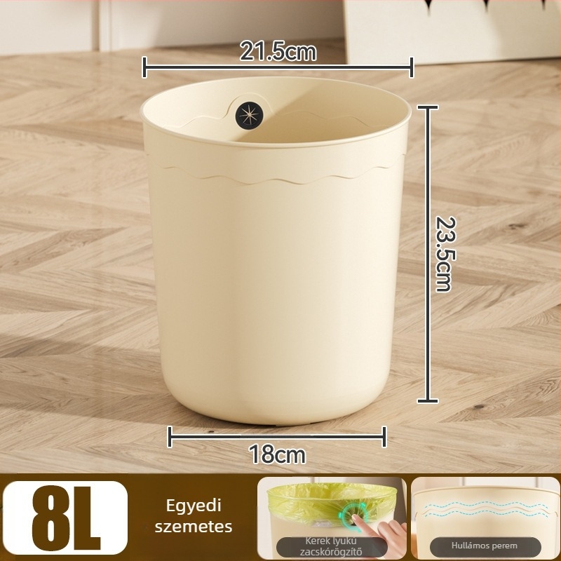 Műanyag szemetes, fedél nélküli, 8 literes kapacitás, otthoni használatra – nappali, hálószoba, konyha, fürdőszoba, iroda, kollégium