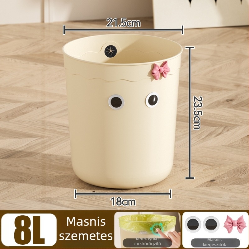 Műanyag szemetes, fedél nélküli, 8 literes kapacitás, otthoni használatra – nappali, hálószoba, konyha, fürdőszoba, iroda, kollégium