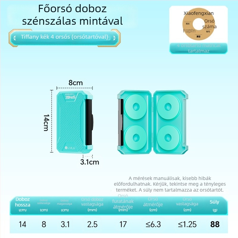 ABS fő damil tároló doboz zárható, csúszásmentes felülettel, damil és horgászati eszközök tárolására