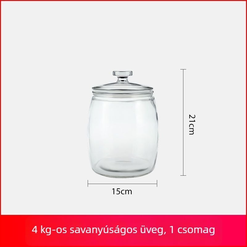 Élő üvegből készült savanyúsághoz, széles nyakú, vastag falú, élelmiszer-minőségű, zárható üvegek cukros fokhagyma számára, kapacitás legfeljebb 300 ml