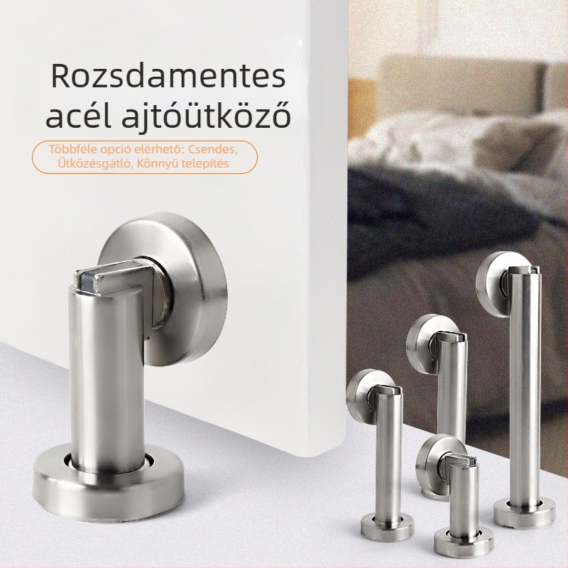 Rozsdamentes acél mágneses ajtó rögzítő, meghosszabbított és megerősített kivitelben, biztonsági és tűzvédelmi ajtókhoz, hálószobákhoz és erkélyekhez