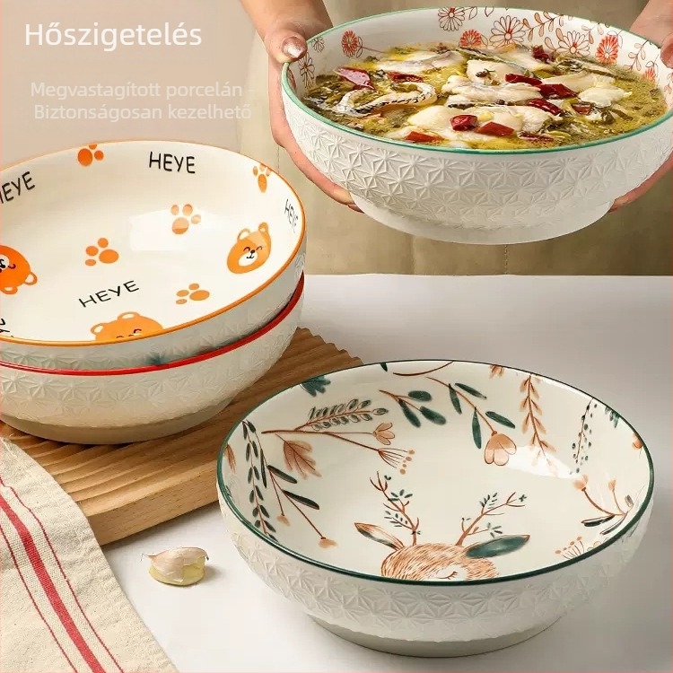 Fekete porcelán levesestál, 2025-ös új modell, extra nagy méret, otthoni használatra – nagy tál halhoz savanyúkáposztával