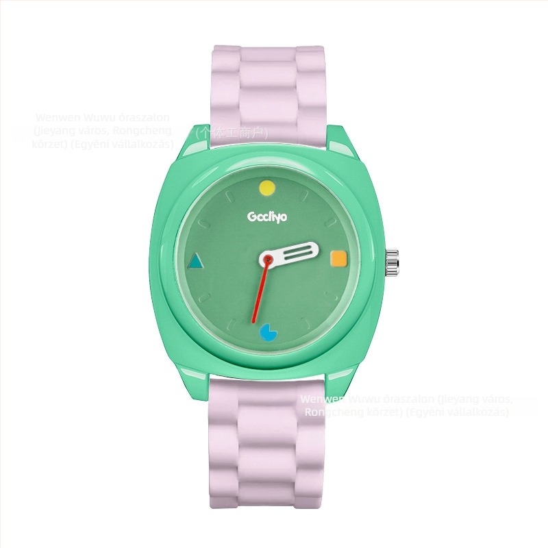 Gccliyo női karóra, dopamin-ihletésű színblokkolás, barackos árnyalat, 40 mm-es számlap, szilikon szíj, kvarc működés, 10 m-es vízállóság