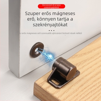 Bronz színű mágneses szekrényajtó-zár, cinkötvözetből, automatikus tartással