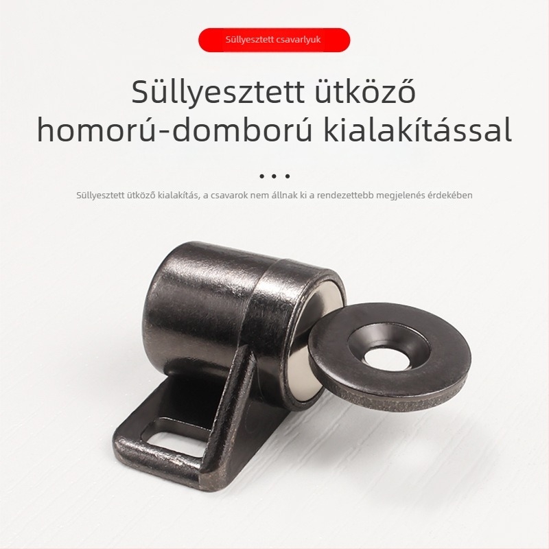 Bronz színű mágneses szekrényajtó-zár, cinkötvözetből, automatikus tartással