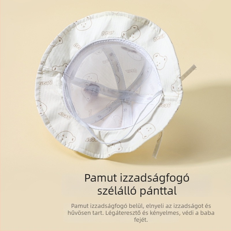 Baba vödörkalap széles karimával, aranyos koreai stílus, lélegző napvédelme fiúknak és lányoknak, tavasz-ősz