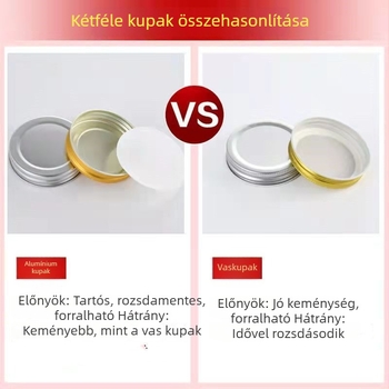 Magas hőmérséklet-álló, gőzölhető üvegből készült zárt tartóedény lekvár és méz számára; utántöltésre alkalmas; robbanásbiztos kialakítás