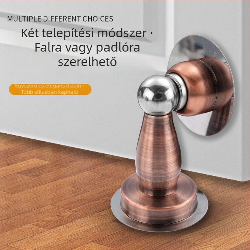 Rozsdamentes acél mágneses ajtóstop, fúrás nélkül, falra szerelve, fürdőszoba és szoba