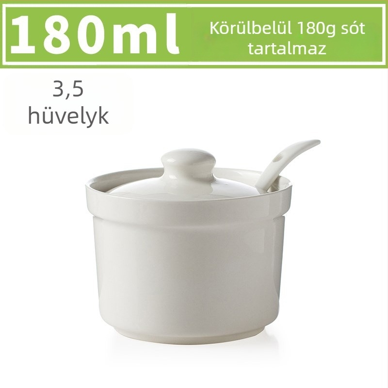 Kerámiás fűszertartó fedővel a konyhába, szilárd fűszerek tárolására, nyomtatott logóval