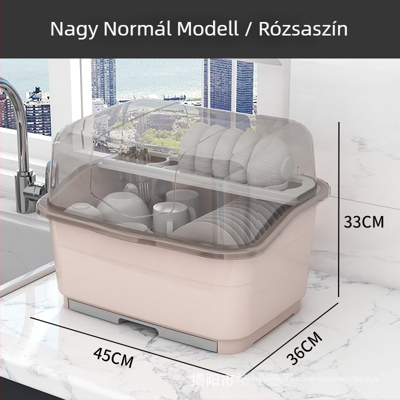 Konyhai szárító polc fedéllel – kompakt tároló a tálak, tányérok és evőeszközök számára
