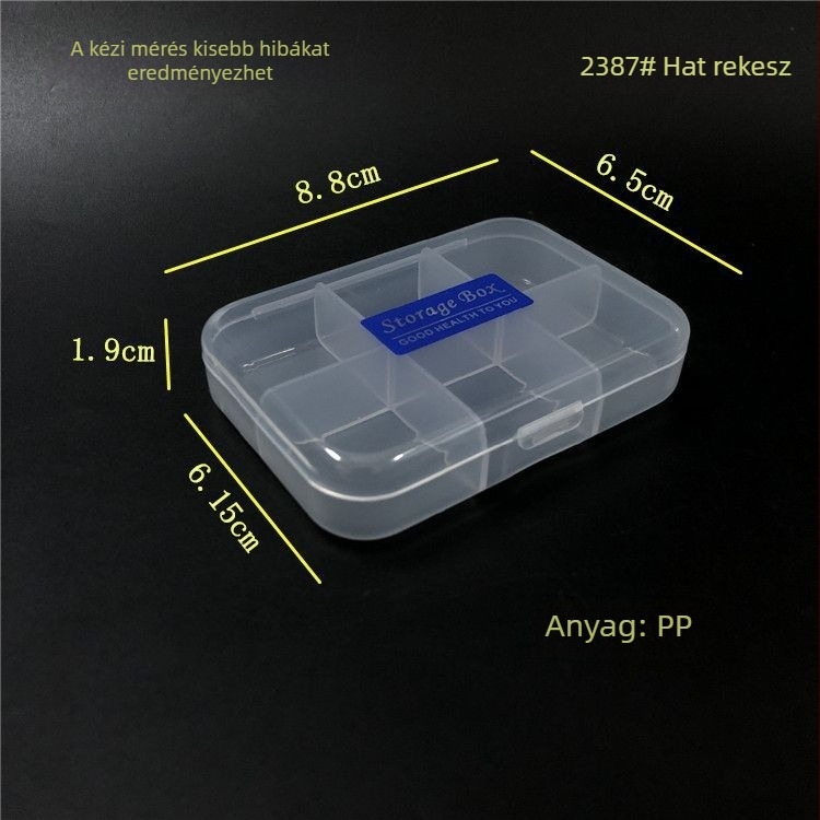 6 rekeszű tablettás doboz és kompakt ékszertároló utazáshoz