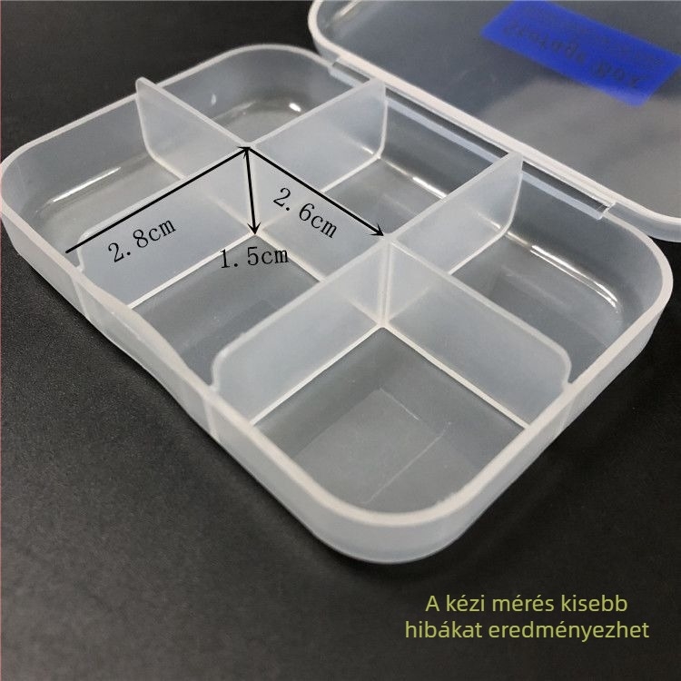 6 rekeszű tablettás doboz és kompakt ékszertároló utazáshoz