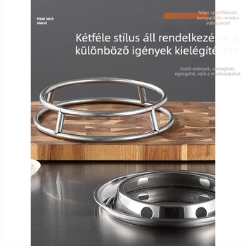 Rozsdamentes acélból készült kör alakú edényállvány, multifunkcionális konyhai tároló hőszigetelő alátéttel
