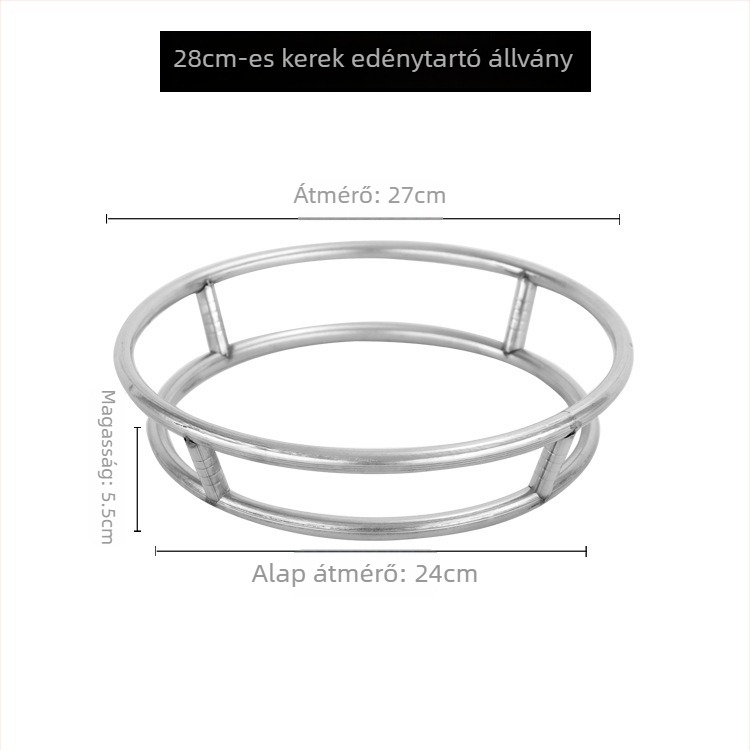 Rozsdamentes acélból készült kör alakú edényállvány, multifunkcionális konyhai tároló hőszigetelő alátéttel