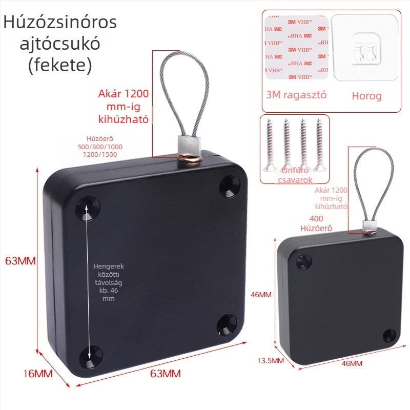 Üveg ajtó automatikus záróberendezés kötéllel, fúrás nélkül, háztartási használatra