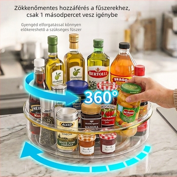Forgó fűszertartó, nagy kapacitású, többfunkciós fűszertartó palacktároló a konyhapultra