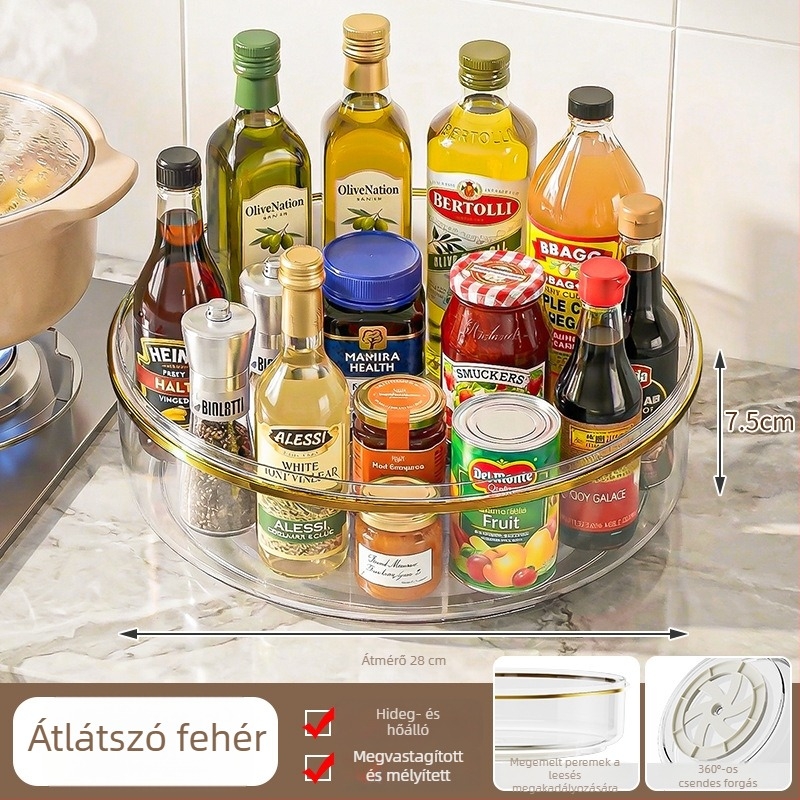 Forgó fűszertartó, nagy kapacitású, többfunkciós fűszertartó palacktároló a konyhapultra