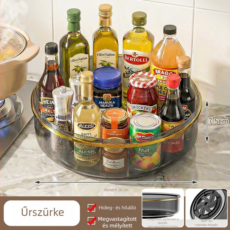 Forgó fűszertartó, nagy kapacitású, többfunkciós fűszertartó palacktároló a konyhapultra