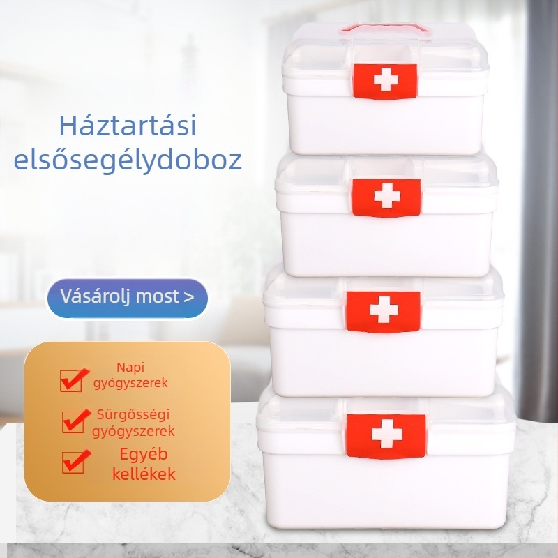 Hordozható műanyag gyógyszeres doboz otthoni használatra, kompakt orvosi tároló logó nyomtatásának lehetőségével