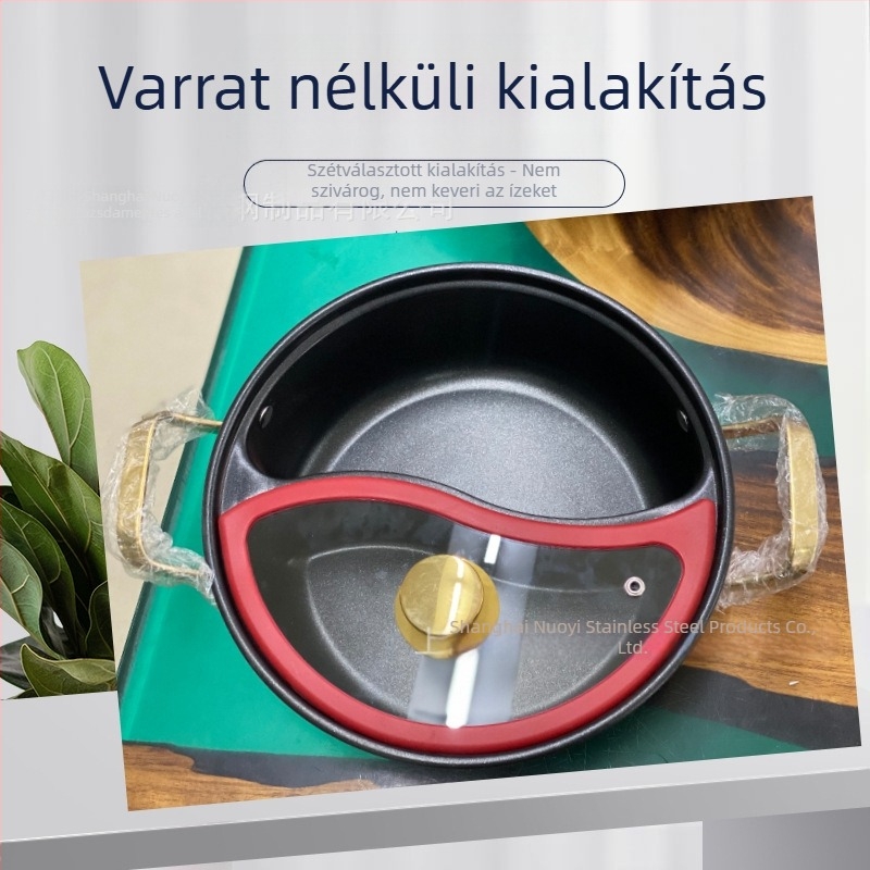 Egyrészes Yin-Yang edény 304 rozsdamentes acélból, 28–32 cm, indukciós főzőlaphoz