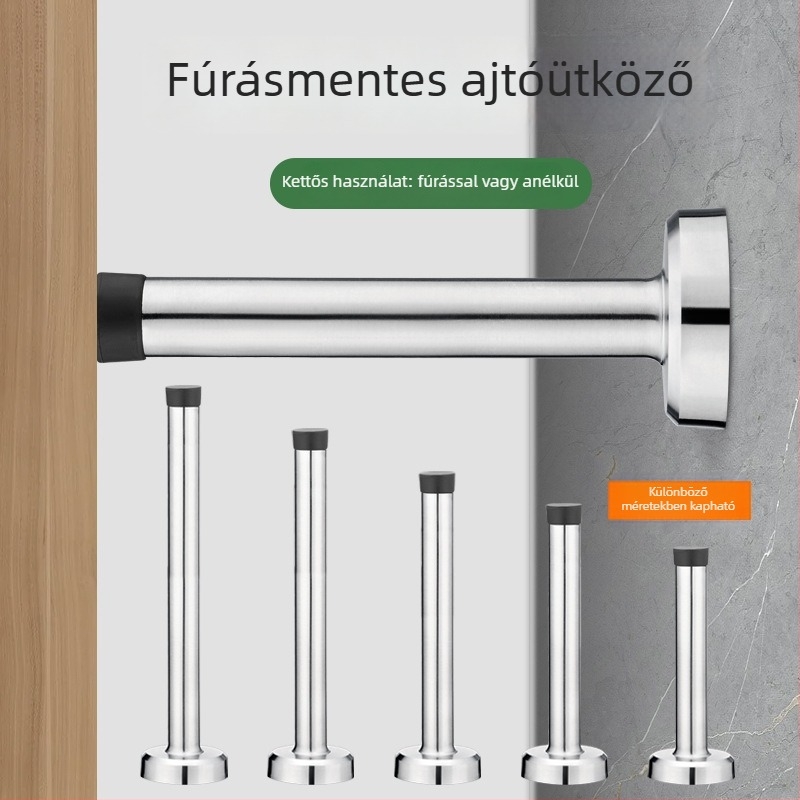 Rozsdamentes acélból készült, hosszabbított ajtóstop fúrás nélkül – otthoni ajtóvédő