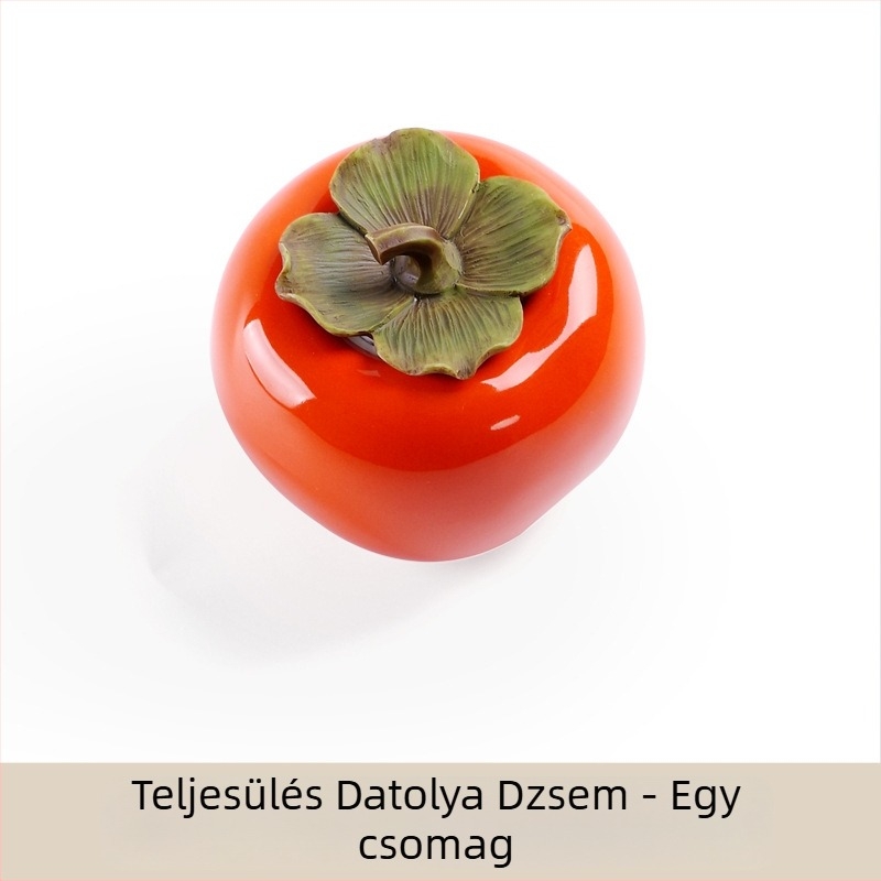 Kerámia teás doboz persimmon motívummal, zárófedéllel, ajándékcsomagolás