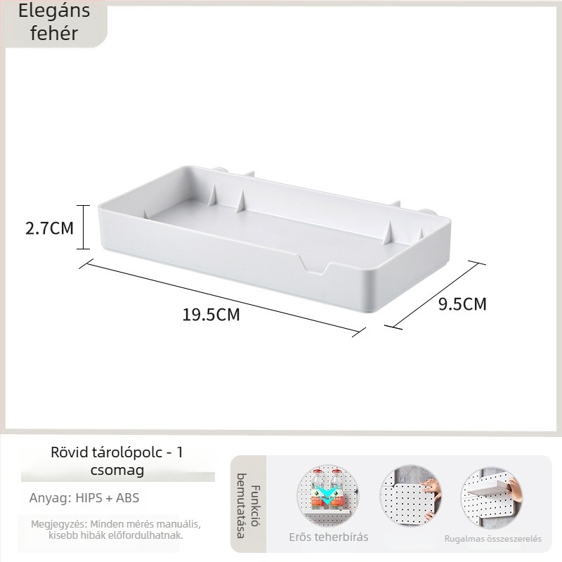 Fúrás nélkül szerelhető lyukacsos pegboard otthonra, kollégiumba, fürdőszobába és a konyhába; falra szerelhető tárolópolc