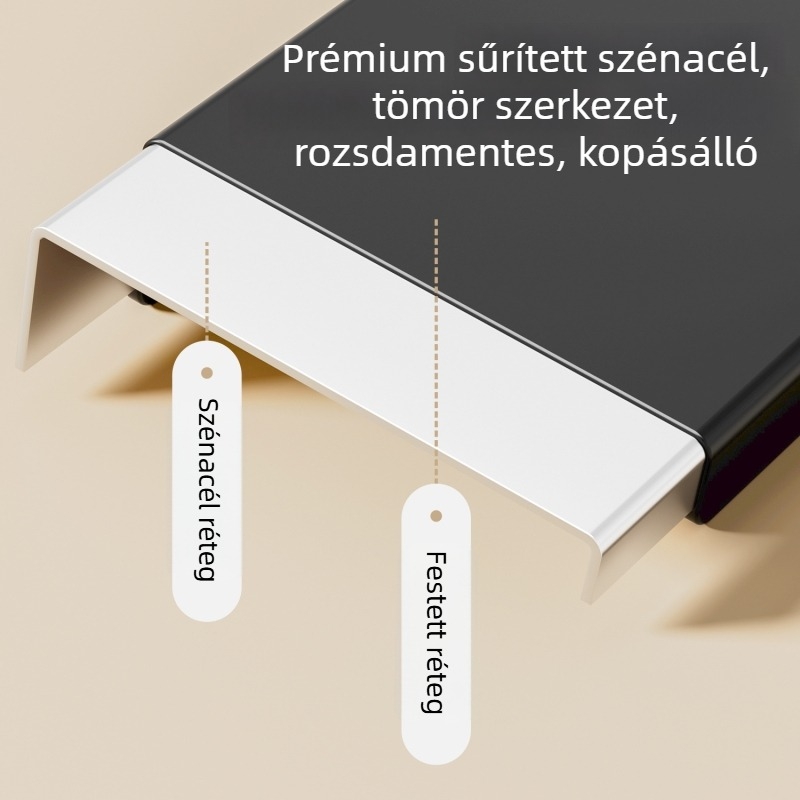 Fém I-alakú tároló polc nappaliba, konyhába és fürdőszobába — fúrás nélküli szerelés, erős teherbírás