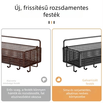 Fali tároló polc fúrás nélkül – hálószoba, fürdőszoba és diákszállás számára, egyszerű szerelés, nyom nélküli akasztó kosár