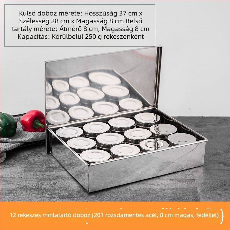 304 rozsdamentes acélból készült fűszer- és mintadoboz étkezőkbe, iskolákba és óvodákba